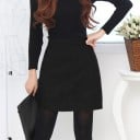Damen elegante Minirock mit leicht ausgestelltem Schnitt und geradem eingenähtem Bund. Stoff aus Baumwolle und Polyester mit leicht 1