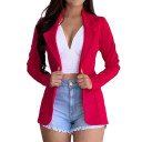 Damen elegantes Sakko mit Kragen Einfarbiges Blazersakko mit Knöpfen aus Polyester Stilvolle Jacke in verschiedenen Farben für den Alltag 10