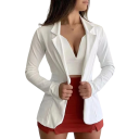 Damen elegantes Sakko mit Kragen Einfarbiges Blazersakko mit Knöpfen aus Polyester Stilvolle Jacke in verschiedenen Farben für den Alltag 9