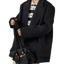 Damen Elegantes Sakko mit Kragen Einfarbiges Sakko aus Polyester und Wolle Stilvolle Jacke in verschiedenen Farben für Büro, gesellschaftliche Anlässe und Freizeit 8