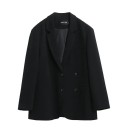 Damen elegantes Sakko mit Kragen und Knöpfen Einfarbiges Blazersakko aus Polyester, Spandex und Rayon Stilvolle Jacke in verschiedenen Farben 1