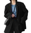 Damen elegantes Sakko mit Kragen und Knöpfen Einfarbiges Blazersakko aus Polyester, Spandex und Rayon Stilvolle Jacke in verschiedenen 7
