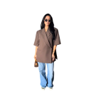 Damen elegantes Sakko mit Kragen und kurzen Ärmeln Einfarbiges Sakko aus Polyester und Baumwolle Stylischer Sommerblazer in verschiedenen Farben für Arbeit und Freizeit 2