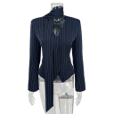 Damen elegantes Sakko mit Kragen und Streifen Einfarbiges Sakko aus Polyester Stilvolle Jacke in verschiedenen Farben mit feinem Muster für Arbeit und gesellschaftliche Anlässe 8