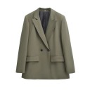 Damen elegantes Sakko mit Kragen und Taschen Einfarbiges Blazersakko mit Knöpfen aus Polyester Stilvolle Jacke in verschiedenen Farben 11