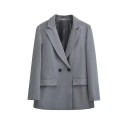 Damen elegantes Sakko mit Kragen und Taschen Einfarbiges Blazersakko mit Knöpfen aus Polyester Stilvolle Jacke in verschiedenen Farben 1