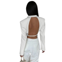 Damen elegantes Sakko mit Kragen und Taschen Einfarbiges Sakko mit Ausschnitt auf der Rückseite und verstellbarem Riemen aus Polyester und Spandex Stilvolle Jacke 4