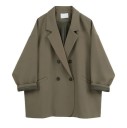 Damen elegantes Sakko mit Revers und Taschen Einfarbiges Blazersakko mit Knöpfen aus Polyester Stilvolle Jacke in verschiedenen Farben 1