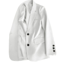 Damen elegantes Sakko mit Taschen und Knopfverschluss Einfarbiges Sakko aus Polyester Stilvolle Jacke in verschiedenen Farben für die Arbeit und den Alltag 4