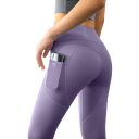 Damen Fitness Leggings mit Seitentaschen Bequeme Sport Laufhose Elastische Leggings für Übung Yoga Training Freizeit 8