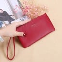 Damen flache Geldbörse mit Reißverschluss und Handgelenkband Clutch aus Kunst-PU-Leder und Polyester Abmessungen 19 x 10 x 1,5 cm 9