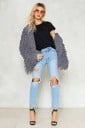 Damen flauschiger Cardigan mit langen Schlaufen aus Garn Lockere Passform ohne Verschluss Lange Ärmel Polyester Lässige Oberbekleidung 7