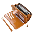 Damen Geldbörse mit Reißverschluss 10 x 19,5 x 3,5 cm Große Kapazität Synthetisches Leder ölähnliche Optik Mit Handgelenkband 7