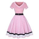 Damen gepunktetes Retro Kleid 1