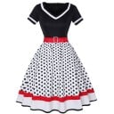 Damen gepunktetes Retro Kleid 5