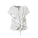 Damen gestreifte Bluse mit V-Ausschnitt Schleife zum Verstellen der Taille Elegante leichte Bluse für den Alltag 9