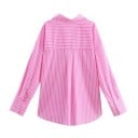 Damen gestreifte lockere Bluse mit langen Ärmeln und Kragen Elegante Knopfbüstenbluse aus leichtem Polyester Stilvolles Top 9