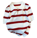 Damen gestreifter Crop-Pullover mit Kragen und kurzen Ärmeln Eleganter Top aus Polyester in universeller Größe Modischer gestreifter Design 3