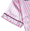 Damen gestreiftes Pyjama mit kurzen Ärmeln und Shorts Hemd mit Knöpfen und bestickter Tasche in verschiedenen Farben Polyester Elasthan Bequemer Schlaf 3