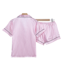 Damen gestreiftes Pyjama mit kurzen Ärmeln und Shorts Hemd mit Knöpfen und bestickter Tasche in verschiedenen Farben Polyester Elasthan Bequemer Schlaf 5