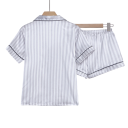 Damen gestreiftes Pyjama mit kurzen Ärmeln und Shorts Hemd mit Knöpfen und bestickter Tasche in verschiedenen Farben Polyester Elasthan Bequemer Schlaf 6