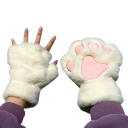 Damen gestrickte Fäustlinge Universelle Größe Plüsch Polyester Wärmende Winterhandschuhe mit Katzenpfoten-Muster Weiche bequeme Fäustlinge 2