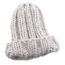 Damen gestrickte Wollmütze Grobe Rippenstrickung Breiter umgeschlagener Saum Lässiger, leicht verlängerte Schnitt Kopfumfang 56 bis 58 cm 2