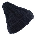 Damen gestrickte Wollmütze Grobe Rippenstrickung Breiter umgeschlagener Saum Lässiger, leicht verlängerte Schnitt Kopfumfang 56 bis 58 cm 23