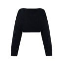 Damen gestrickter Cardigan mit langen Ärmeln Einfarbiger Crop-Überwurf ohne Verschluss Stilvoller Pullover aus Acryl für den täglichen 9
