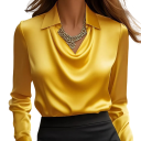 Damen glänzende Bluse V-Ausschnitt Lange Ärmel Kragen Einfarbige Bluse aus Polyester für die Arbeit und den Abend 8