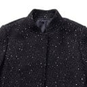 Damen glänzende Paillettenjacke mit Stehkragen kurze Jacke mit Taschen und verdecktem Verschluss für die Stadt und die Party 10