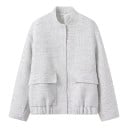 Damen glänzende Paillettenjacke mit Stehkragen kurze Jacke mit Taschen und verdecktem Verschluss für die Stadt und die Party 6