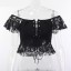 Damen Gothic Crop Top mit Spitze 2