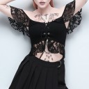 Damen Gothic Crop Top mit Spitze 5