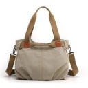 Damen große Canvas-Handtasche für die Hand und über die Schulter Zwei Textilgriffe Gurt mit Karabinern Rückentasche mit Reißverschluss Maße 5