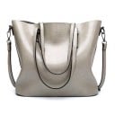 Damen große Handtasche und Umhängetasche mit zwei Griffen und abnehmbarem Gurt Glänzende PU-Leder-Oberfläche Griff-Länge 23 cm 32 x 29 x 4