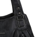 Damen große Schultertasche Zwei Henkel mit Metallnieten Mehrere Fächer mit Reißverschluss Vordertaschen mit Reißverschluss Kunstleder 36 x 9