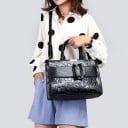 Damen Handtaschen Set 3-teilig Handtasche mit Schulterriemen 32 x 13 x 23 cm Clutch und Geldbörse aus Kunstleder Druck von Buchstaben 5