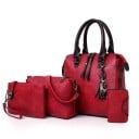 Damen Handtaschen Set 4-teilig Handtasche 25 x 23 x 12 cm Kleine Umhängetasche Clutch und Kartenetui aus Kunstleder 2