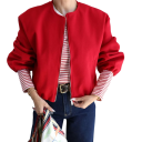 Damen Herbstjacke mit Reißverschluss Lockere Passform Lange Rüschenärmel Fronttaschen Schlichter urbaner Stil Eleganter Mantel für kaltes Wetter 2
