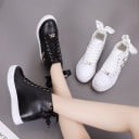 Damen High-Top Sneakers mit verstecktem Keil Schnürung und dekorativem Band an der Ferse Zwei dekorative Reißverschlüsse mit Ringen 3