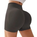 Damen High Waist Sportshorts Push-Up Effekt Lifting Shorts für Yoga Fitness Laufen Elastische Nahtlose Gym Shorts 4