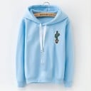 Damen Hoodie mit Kapuze und kleinem bunten Motiv auf der Brust Langer Ärmel Breite Schnüre in der Kapuze Gerippte Bündchen und Saum 20