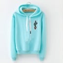 Damen Hoodie mit Kapuze und kleinem bunten Motiv auf der Brust Langer Ärmel Breite Schnüre in der Kapuze Gerippte Bündchen und Saum 14