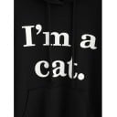 Damen Hoodie mit Katzenohren auf der Kapuze Aufdruck I'm a cat Kängurutasche Zugkordel Lange Ärmel Rippbündchen Baumwolle und Polyester 7
