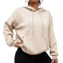 Damen Hoodie mit Taschen Einfarbiger Hoodie mit Aufdruck Los Angeles Bequemer Freizeitoberteil aus weichem Polyester in verschiedenen Farben 17