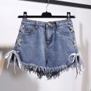 Damen-Jeansshorts mit Schnürsenkeln 3