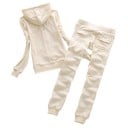 Damen Jogginganzug Hoodie mit Reißverschluss und Jogginghosen mit Bündchen Baumwollanzug mit elastischem Bund und hinteren Taschen 4