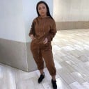 Damen Jogginganzug Kurzer Hoodie mit Kapuze und lockere Jogginghosen Kordelzüge Rippbündchen Elastischer Bund Hosenbeine mit Bündchen 6