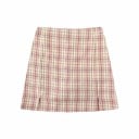 Damen karierten Minirock mit versteckten Shorts Kurzer A-Linien-Schnitt Zwei Schlitze am Vorderteil Acetatstoff Für Frühling und Sommer 3